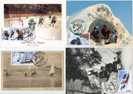 SAINT PIERRE ET MIQUELON (2023) Carte S Maximum Card S - Jeux Et Loisirs D'Hiver, Char à Voile, Hockey, Toboggan, Fours - Cartoline Maximum