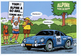 Alpine A 60 Ans -  Dessin De Nicolas Stérin - Carte Postale Repro - Rallyes
