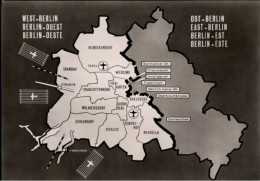 ! S/w Ansichtskarte Berlin, Berliner Mauer, Sektorengrenzen, Westberlin Grenzübergänge Nach Ostberlin - Muro De Berlin