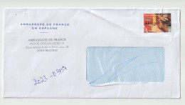 7460 Lettre Cover 2023 Ambassade ESPAGNE ESPANA Npai Pnd Return To Sender - Brieven En Documenten