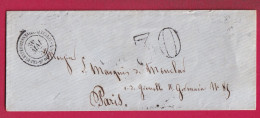 CORPS EXPEDITIONNAIRE ARMEE ITALIE 2EME DIVISION 1857 POUR PARIS LETTRE - Army Postmarks (before 1900)