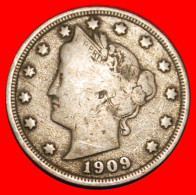 * NOT GOLD LIBERTY (1883-1913): USA  5 CENTS 1909! · LOW START ·  NO RESERVE! - 1883-1913: Liberty (Liberté)