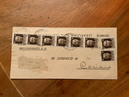 LUOGOTENENZA - RIMINI  26/6/45 PIEGO PER CORIANO CON  BELLA  AFFRANCTURA MONOCOLORE - Marcophilie