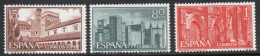 Spain 1959 Guadalupe, Fransiscan Cloister 3 Values MNH - Abbazie E Monasteri