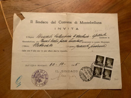 LUOGOTENENZA - MONTEBELLUNA  INVITO ELETTORALE CON  QUARTINA  10 C. 30/10/45 - Marcophilie