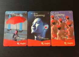 Singapore Telecom GPT Singtel Phonecard - Singtel, Set Of 3 Used Cards - Singapour