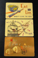 Singapore Telecom Singtel GPT Phonecard, Seashell Bird In Cage Bowl Chopstic, Set Of 3 Used Cards Including One $50 Card - Singapour