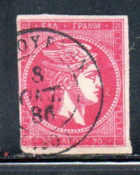 GREECE GRECIA HELLAS 1861 1882 HERMES MERCURY MERCURIO LEPTA 20l USED USATO OBLITERE' - Gebraucht