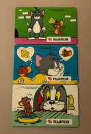 Singapore Telecom Singtel GPT Phonecard, FUJIFILM - Tom & Jerry, Set Of 3 Used Cards - Singapour