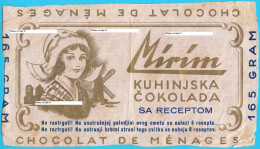 CHOCOLATE MIRIM MARIBOR Slovenia Ex Yugoslavia Kingdom Old Pre-WW2 Chocolate Wrapper 1930s * Emballage De Chocolat - Chocolate