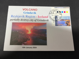 19-1-2024 (1 X 32) Iceland - Volcano Erution Partially Destroyed Fishing City Of Grindavik - Volcans