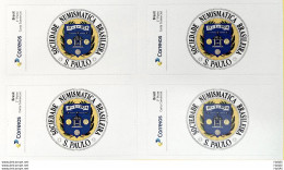 PB 96 Brazil Personalized Stamp Brazilian Numismatics Society Adhesive 2018 Block Of 4 - Personalisiert