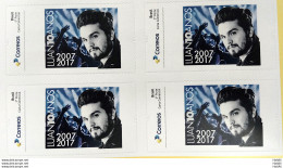 PB 87 Brazil Personalized Stamp Singer Luan Santana Music Adhesive 2018 Block Of 4 - Personalisiert