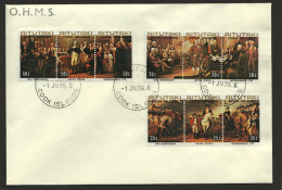 1976  American Bicentennial Complete Set Of 3 Strips Of 3  Sc 124-6 On Unaddressed FDC - Aitutaki