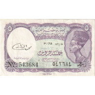 Billet, Égypte, 5 Piastres, Undated (1961), KM:180e, SPL - Egipto