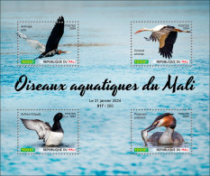 MALI 2024 M/S 4V - AQUATIC BIRDS - OISEAUX AQUATIQUES - DUCK DUCKS STORK STORKS CIGOGNE CANARD CANARDS - MNH - Anatre