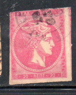 GREECE GRECIA HELLAS 1861 1882 HERMES MERCURY MERCURIO LEPTA 20l USED USATO OBLITERE' - Used Stamps