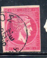 GREECE GRECIA HELLAS 1861 1882 HERMES MERCURY MERCURIO LEPTA 20l USED USATO OBLITERE' - Used Stamps