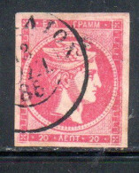 GREECE GRECIA HELLAS 1861 1882 HERMES MERCURY MERCURIO LEPTA 20l USED USATO OBLITERE' - Gebruikt