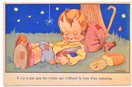 CPSM 9 X 14  "Il N'y A Pas Que Les Riches Qui S'offrent Le Luxe D'un Camping"   Signée I. Gougeon  Enfant Vagabond * - Gougeon