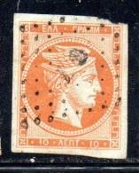 GREECE GRECIA HELLAS 1861 1882 HERMES MERCURY MERCURIO LEPTA 10l USED USATO OBLITERE' - Used Stamps