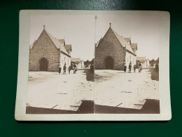 Penchâteau , Le Pouliguen * RARE Grande Photo 1902 Stéréo * Rue Et Chapelle Du Village * Villageois - Le Pouliguen