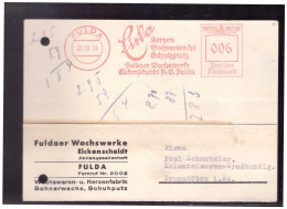 Dt.- Reich (023537) Postkarte Mit Firmenzudruck Fa. Eika Fulda, Umstellung Auf Kriegswirtschaft, Gelaufen Freistempel - Frankeermachines (EMA)