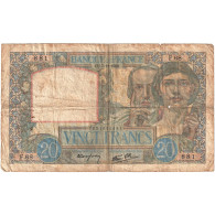 France, 20 Francs, Science Et Travail, 1939, F.68, B+, Fayette:12.1, KM:92a - 20 F 1939-1942 ''Science Et Travail''