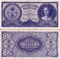 Billet De Banque Collection Hongrie - PK N° 131 - 1 Milliard Pengo - Hongrie