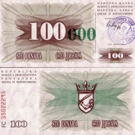 Billets De Banque Bosnie Pk N° 56 - 100000 Dinara - Bosnia Y Herzegovina