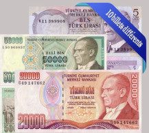 Belle Collection De 10 Billets De Banque Tous Différents De Turquie - Turquia