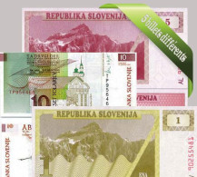 Slovenie : Bel Ensemble De 5 Billets De Banque De Collection. - Slovénie