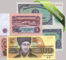 Bulgarie : Bel Ensemble De 5 Billets De Banque De Collection. - Bulgarien