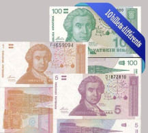 Croatie - Collection De 10 Billets De Banque Tous Différents. - Kroatien