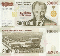 Billets De Collection Turquie Pk N° 210 - 5 Millions Lira - Türkei