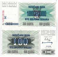 Billet De Banque Bosnie Pk N° 37 - 100000000 Dinara - Bosnia Erzegovina