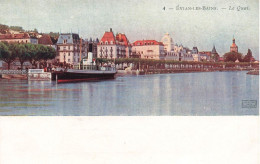 FRANCE - Evians Les Bains - Le Quai - Péniche - Carte Postale Ancienne - Evian-les-Bains