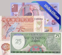 Belle Collection De 10 Billets De Banque Tous Différents De  Suriname - Surinam