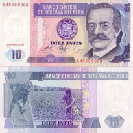 Billets Banque Perou Pk N° 129 - 10 Intis - Peru