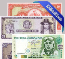 Perou - Collection De 10 Billets De Banque Tous Différents. - Peru