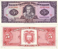 Billets De Banque Equateur Pk N° 113 - 5 Sucres - Ecuador