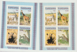 Tanzania 1986 Endangers Animals Of Tanzania Miniature Sheet ERROR Perforation Shifted All 4 Stamps Mint Good Condition - Girafes