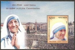 India Canonization Of Mother Teresa 2016 Miniature Sheet Mint Good Condition BACK SIDE ALSO (pms138) - Unused Stamps