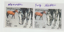 India 2009   Horses  Perforation Shifted . Used Including Normal Stamp  (e3) - Plaatfouten En Curiosa