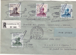 Luxembourg - Lettre Recom De 1948 - Oblit Luxembourg - Exp Vers Hostert - 1er Vol Luxembourg Zürich - Valeur 45 € +++ - Brieven En Documenten