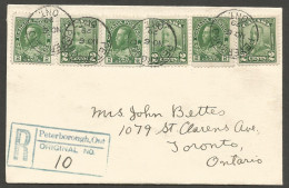 1929 Registered Cover 12c Admirals/Scroll CDS Peterborough Ontario To Toronto - Postal History