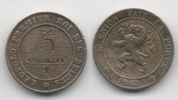 + BELGIQUE  + 5 CENTIMES 1863 + - 5 Cents