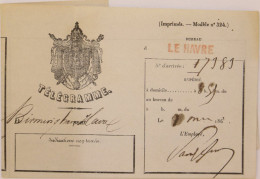 76 - Le Havre - Télégramme Avec Griffe D'arrivée Et Administration Des Postes/Direction Du Havre - 1863 - Telegrafi E Telefoni