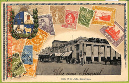 Af2820 - URUGUAY - VINTAGE POSTCARD - STAMPS ON POSTCARD -ZIEHER-Montevideo-1908 - Uruguay