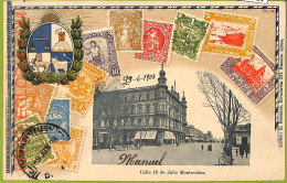 Af2821 - URUGUAY - VINTAGE POSTCARD - STAMPS ON POSTCARD -ZIEHER-Montevideo-1908 - Uruguay